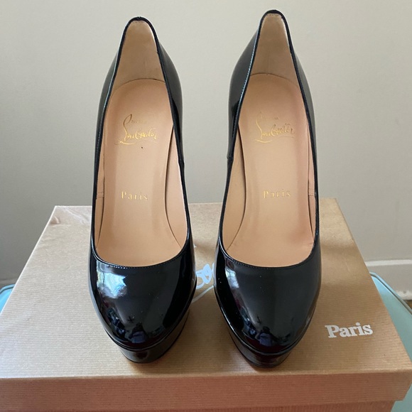 Authentic Christian Louboutin - Black Leather Bianca Platform Pumps Size 36 New - Picture 11 of 16